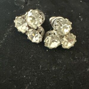 VINTAGE RHINESTONE Silver Cluster Earrings